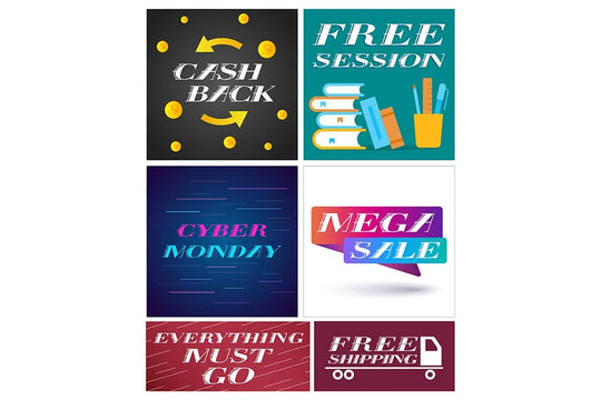Promotional banner decorative typography set