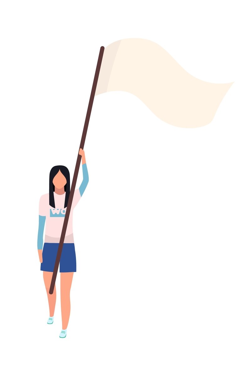 Protesters with blank placards flat vector characters set