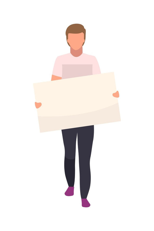 Protesters with blank placards flat vector characters set