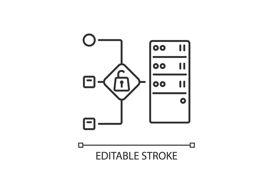 Proxy server linear icons set