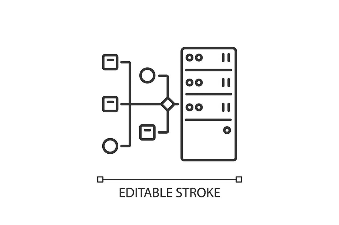 Proxy server linear icons set