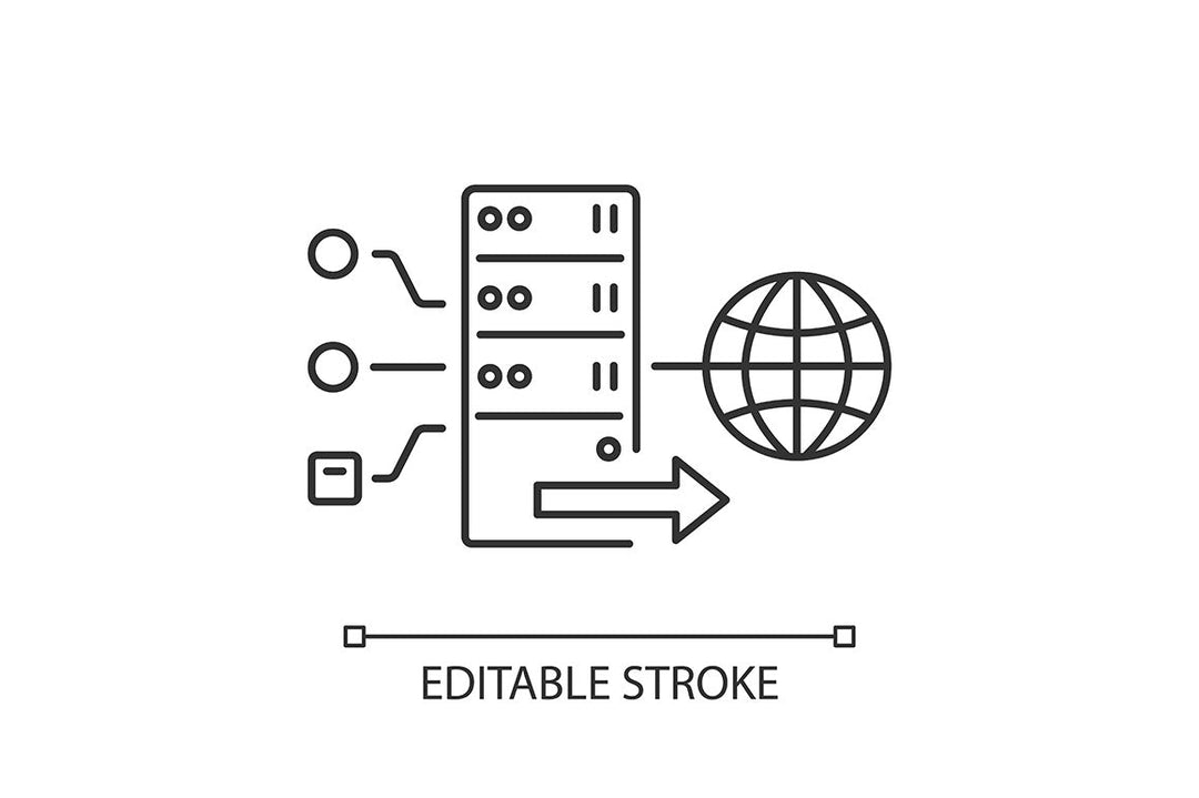 Proxy server linear icons set