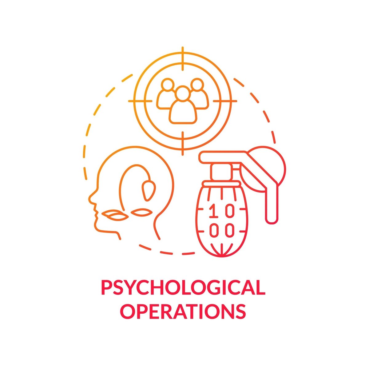 Psychological operations red gradient concept icon