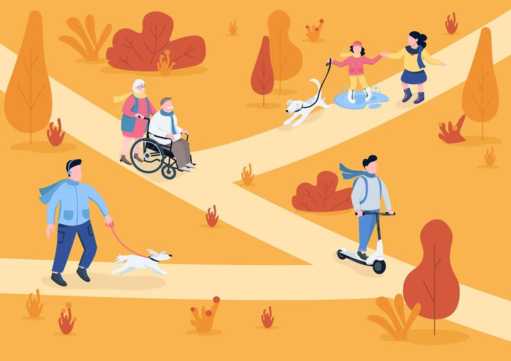 Public park color vector illustration bundle