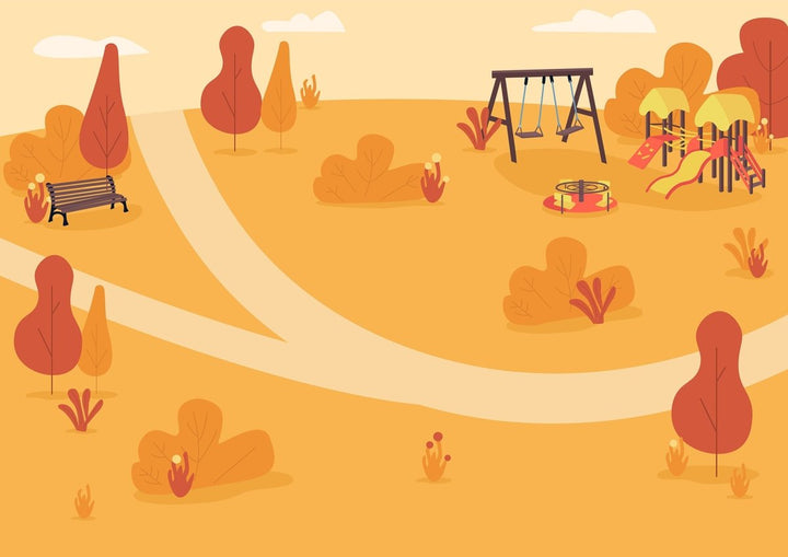 Public park color vector illustration bundle