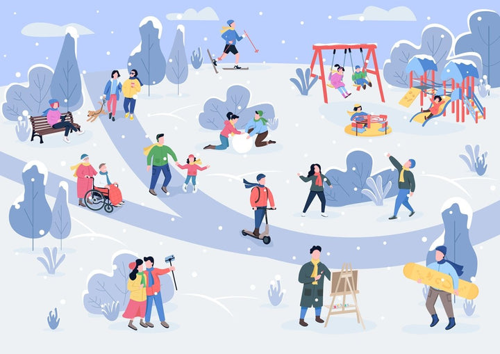 Public park color vector illustration bundle