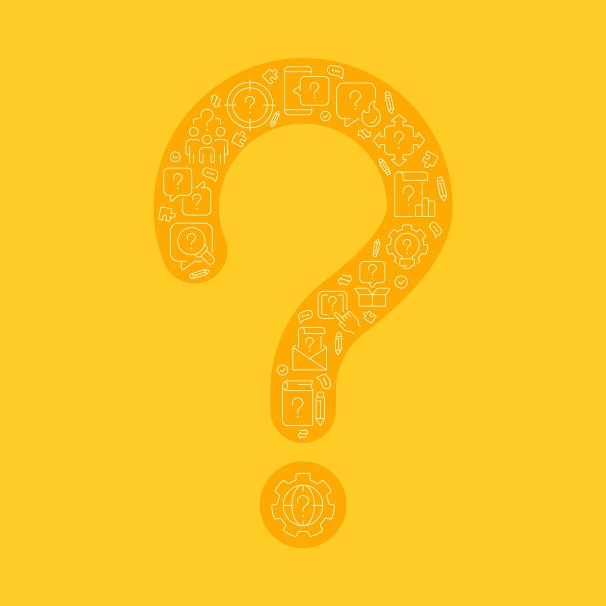 Question mark pixel perfect shaped concept filled with editable linear icons
