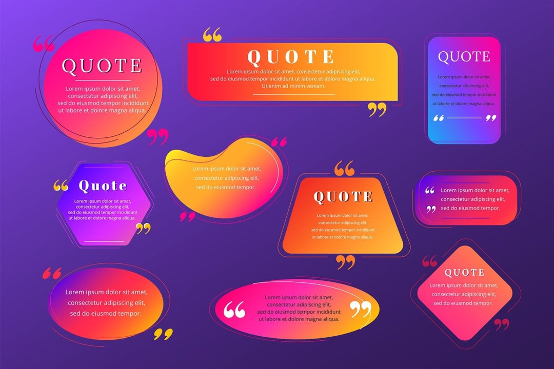 Quote blank frame vector template set