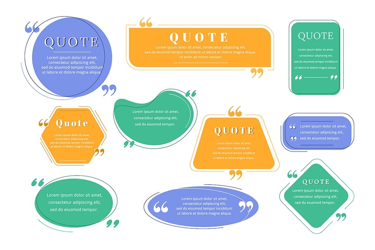 Quote blank frame vector template set
