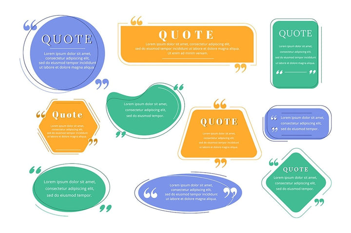 Quote blank frame vector template set