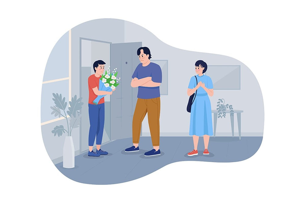 Receiving warmth from parent vector isolated illustration set