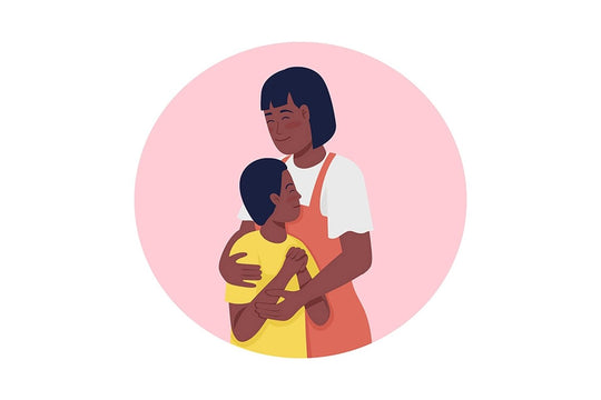 Receiving warmth from parent vector isolated illustration set