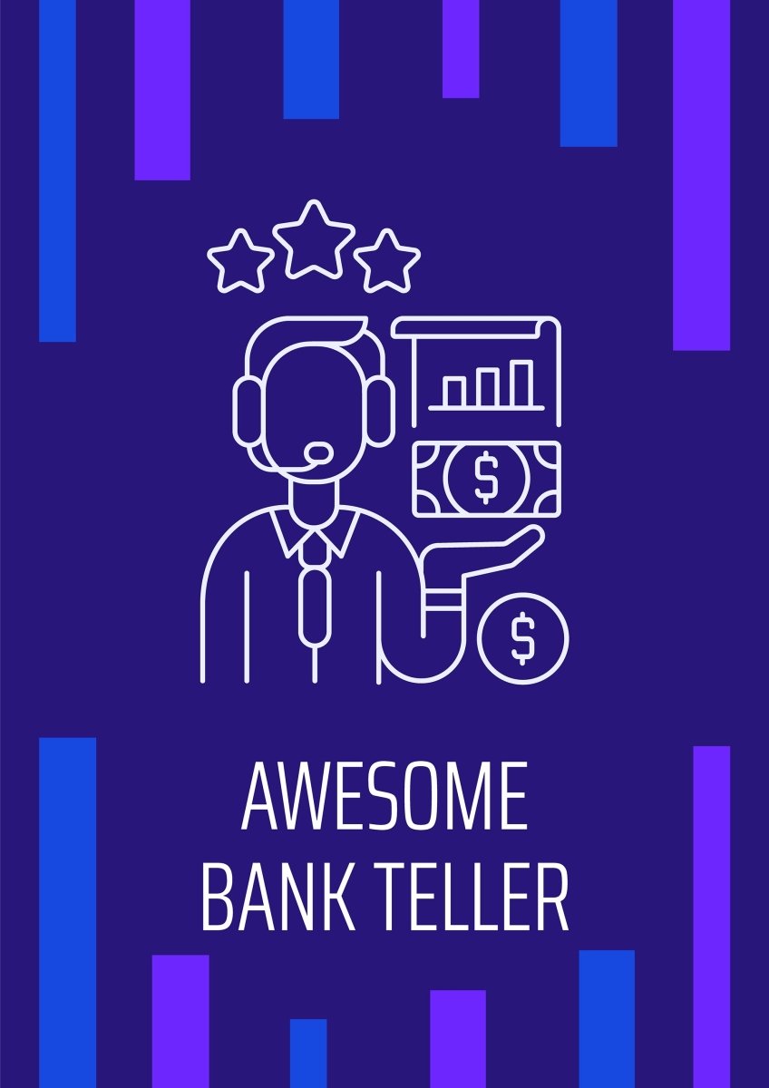 Recognizing tellers worldwide postcard with linear glyph icon set