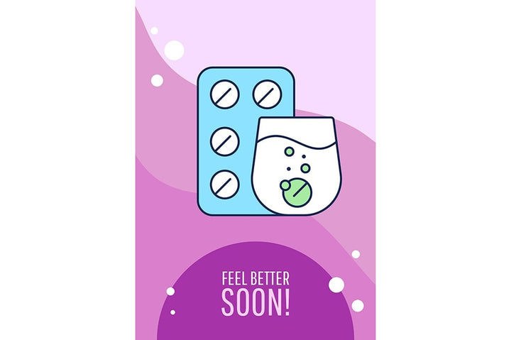 Recovery greeting card with color icon element set