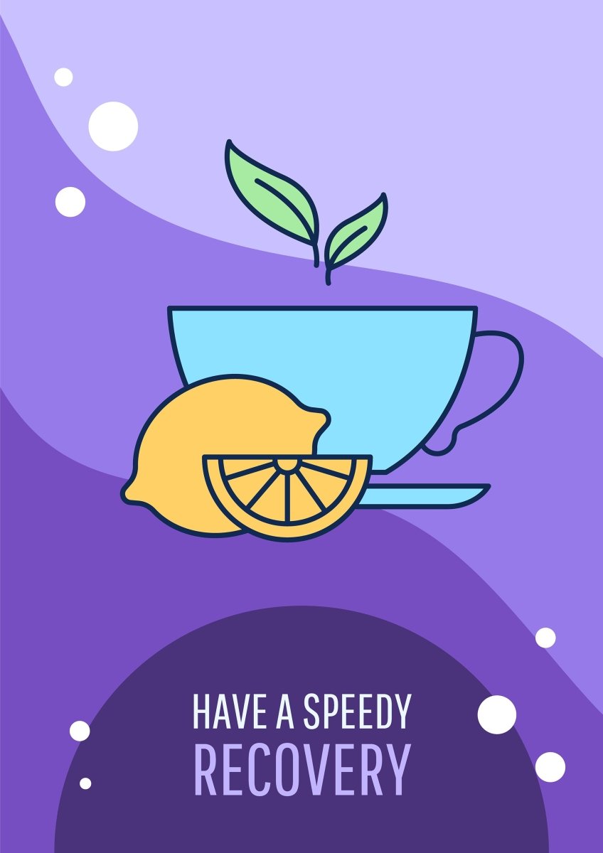 Recovery greeting card with color icon element set