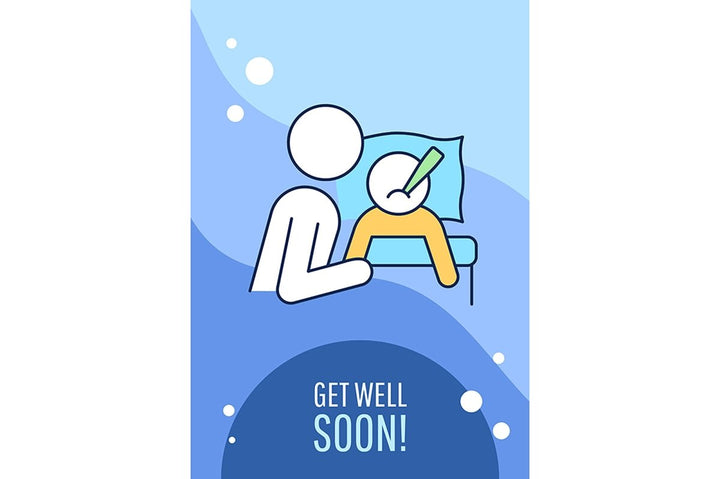 Recovery greeting card with color icon element set