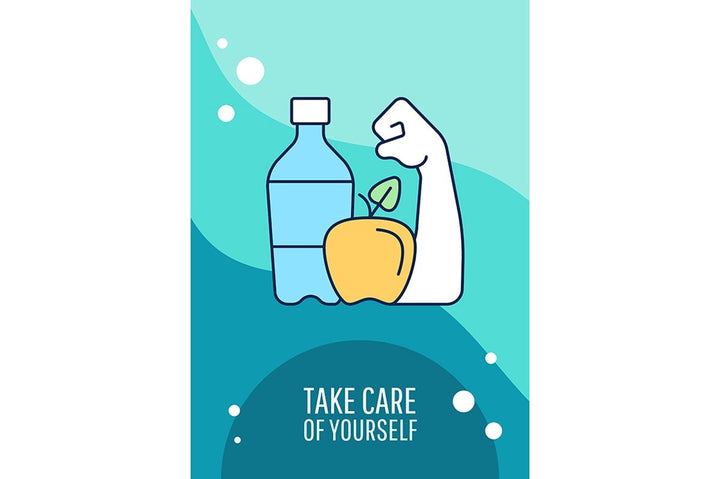 Recovery greeting card with color icon element set