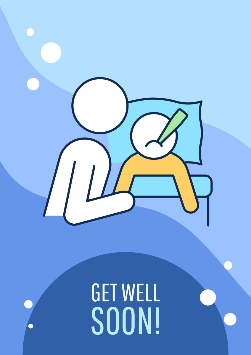 Recovery greeting card with color icon element set