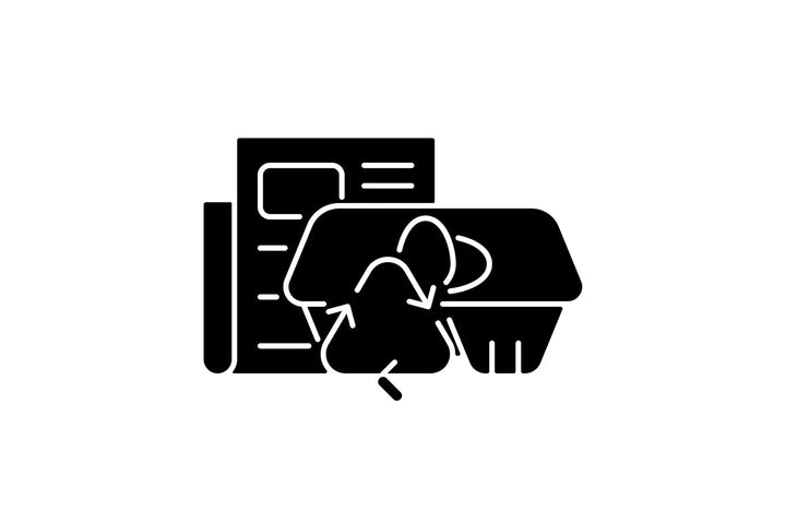 Recycled materials black glyph icons set on white space