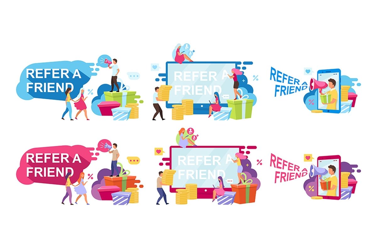 Refer a friend flat vector illustration
