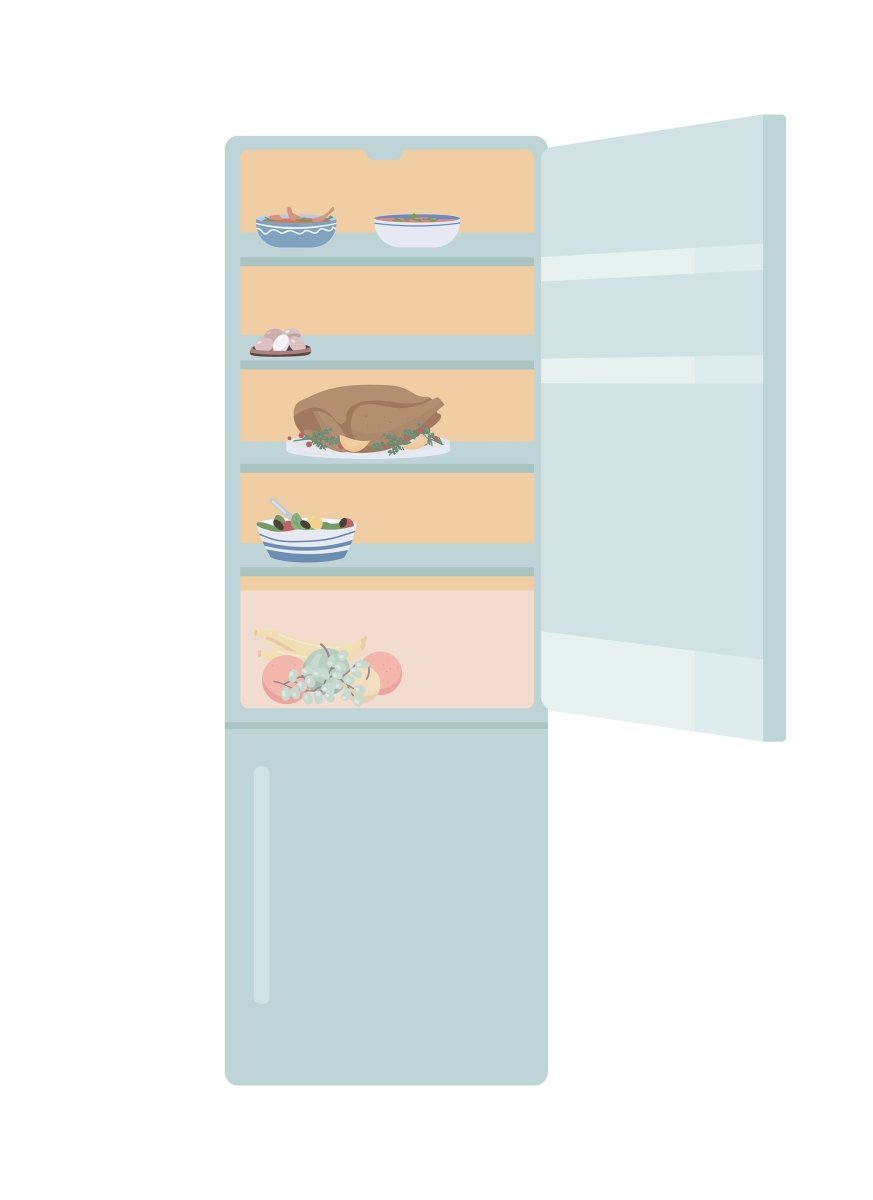 Refrigerator with food semi flat color vector object