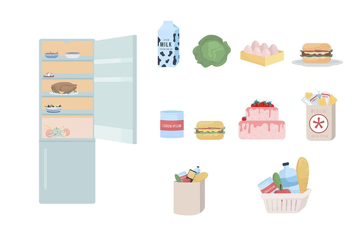 Refrigerator with food semi flat color vector object