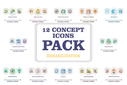 Rehabilitation concept icons bundle