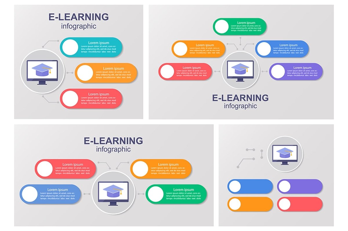 Remote education infographic template bundle