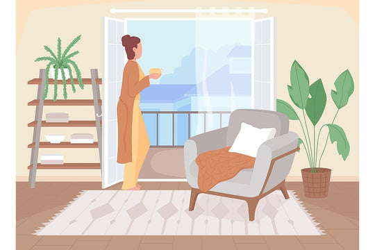 Resting at home flat color vector illustration set