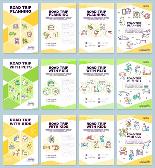 Road trip planning brochure template set