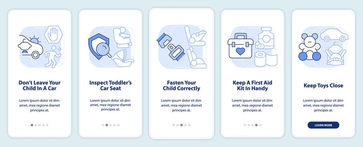 Road trip planning mobile app screen set