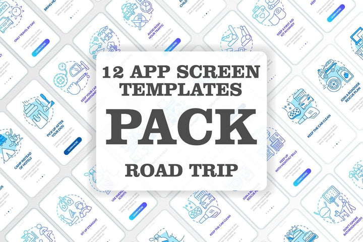 Road trip planning mobile app screen set