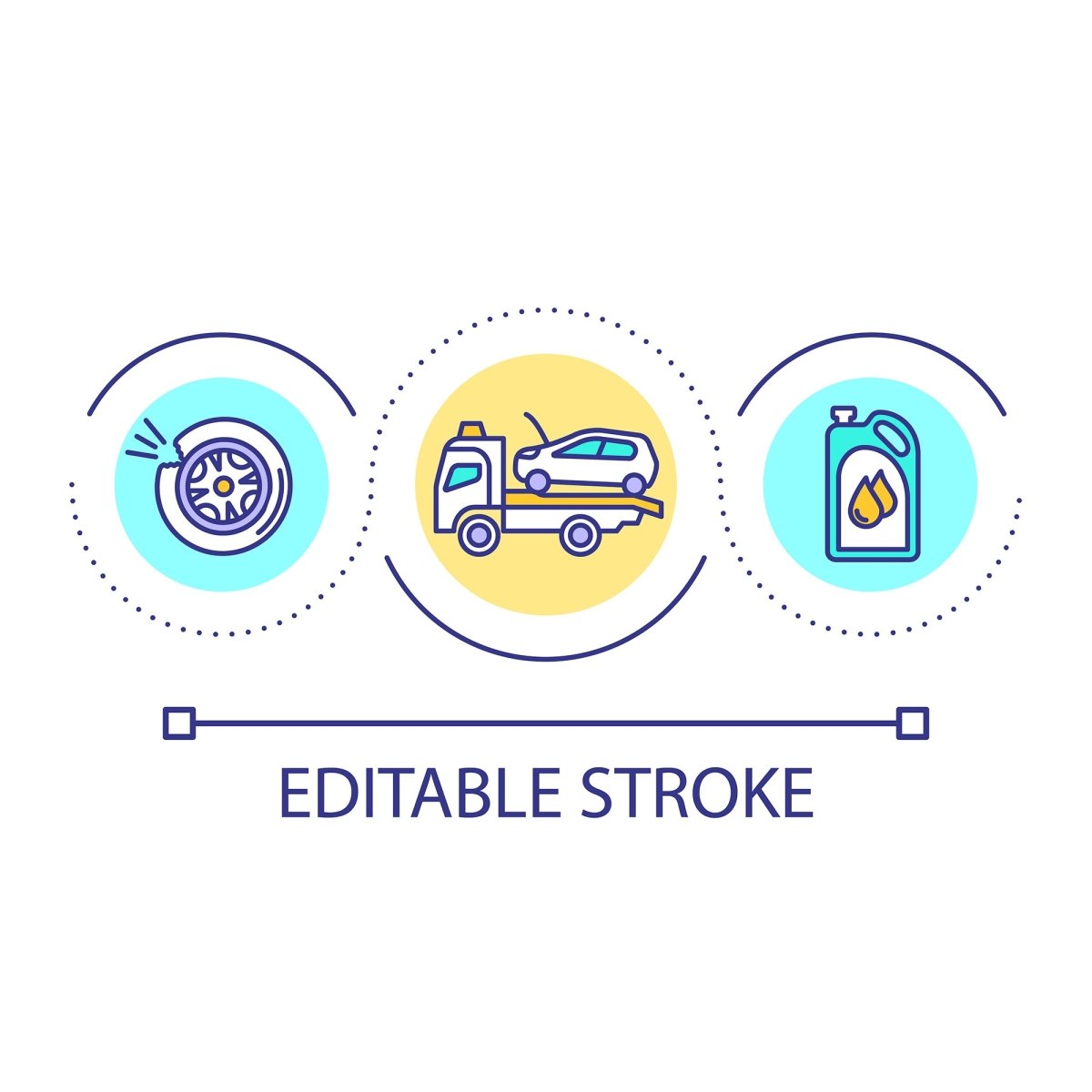 Road trip tips loop concept icon set
