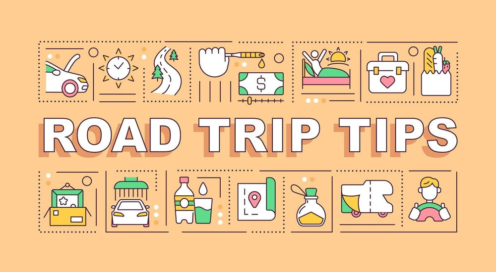 Road trip tips word concepts banner set