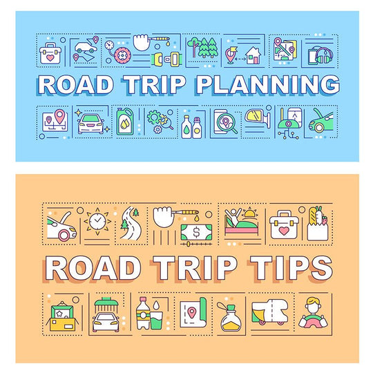 Road trip tips word concepts banner set