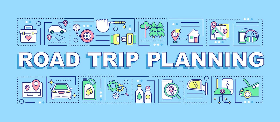 Road trip tips word concepts banner set
