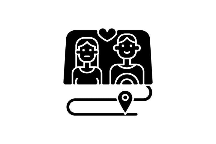 Romance black glyph icons set on white space