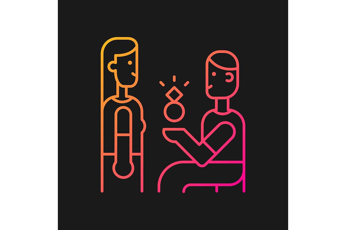 Romance gradient icons set for dark and light mode