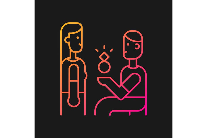 Romance gradient icons set for dark and light mode