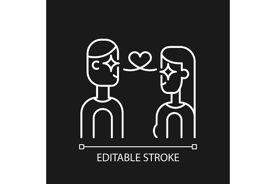 Romance linear icons set for dark and light mode
