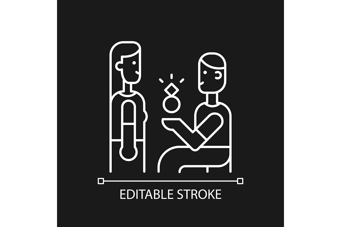 Romance linear icons set for dark and light mode