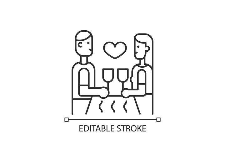 Romance linear icons set for dark and light mode