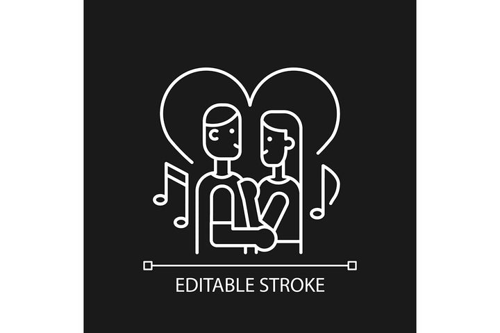 Romance linear icons set for dark and light mode