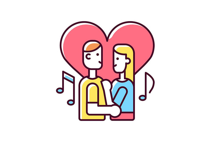 Romance RGB color icons set