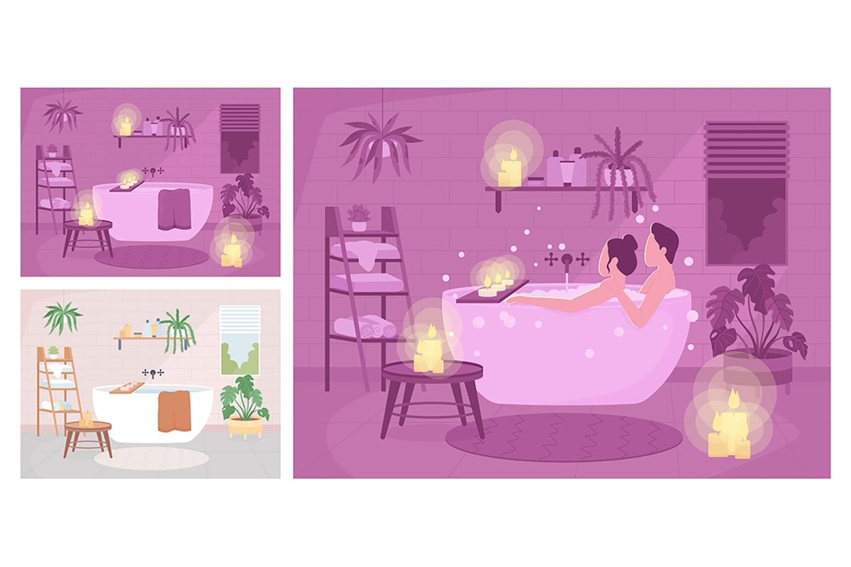 Romantic bath illustration bundle