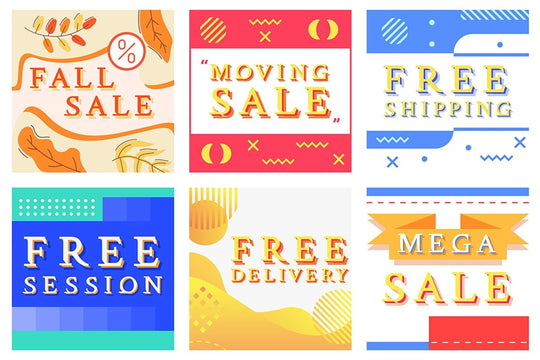 Sale colorful promotion banner bundle