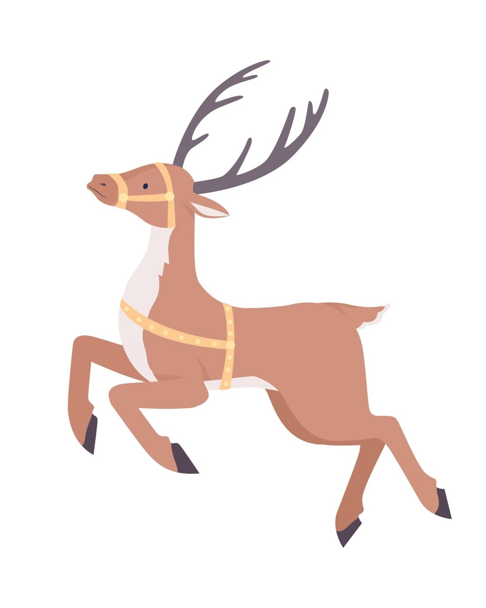 Santa reindeer semi flat color vector character