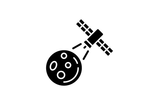 Satellites types black glyph icons set on white space