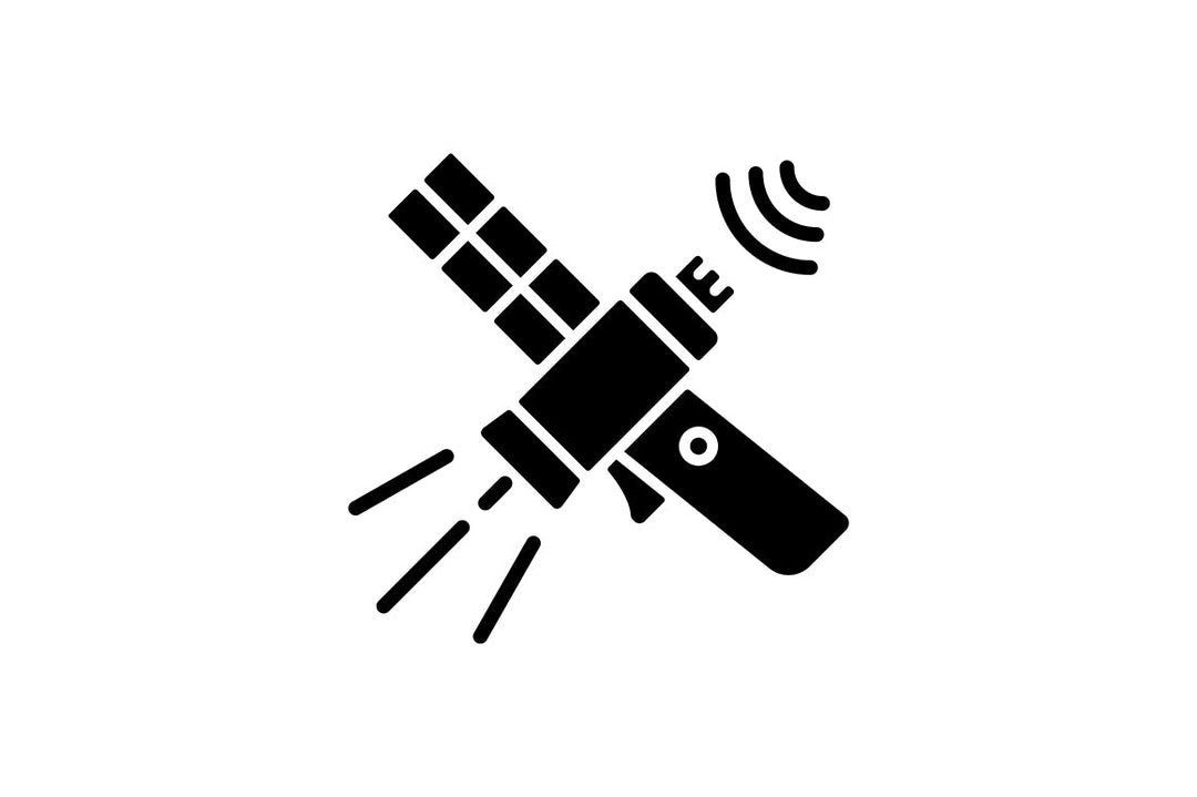 Satellites types black glyph icons set on white space