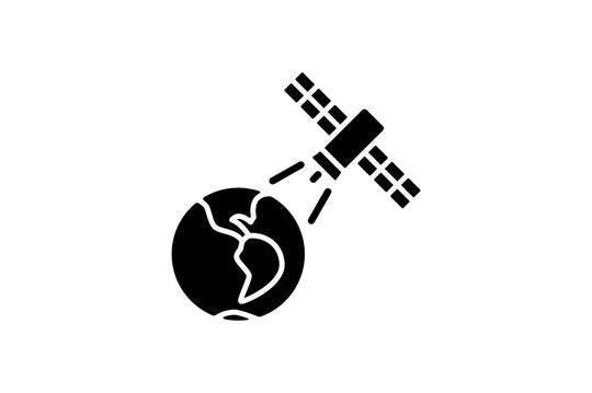 Satellites types black glyph icons set on white space